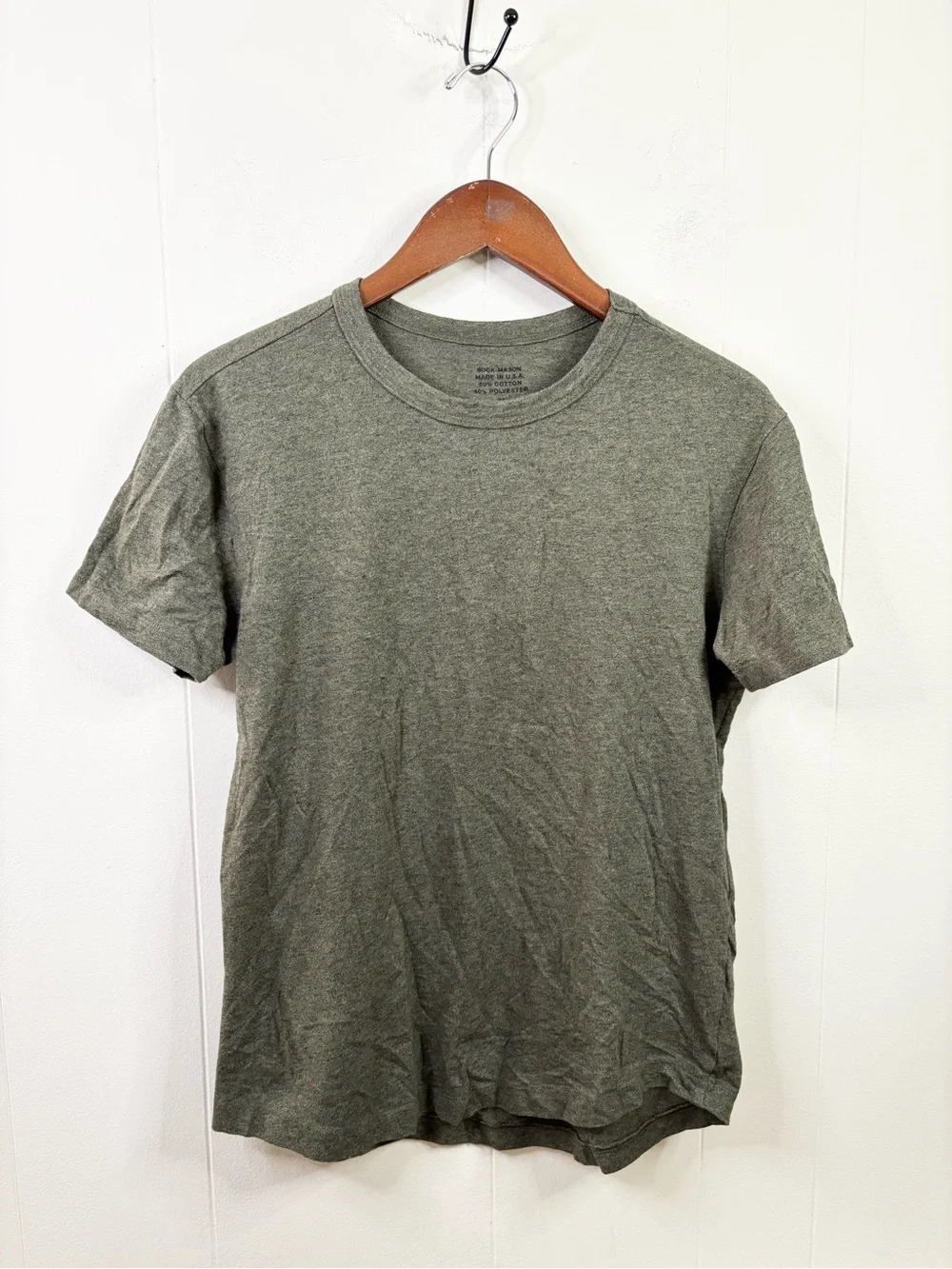 Buck Mason men’s heathered green cotton short sleeve toughknit tee shirt size XS